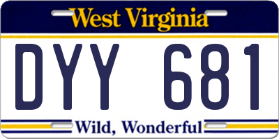 WV license plate DYY681