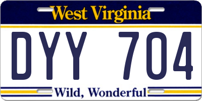 WV license plate DYY704