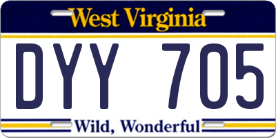 WV license plate DYY705