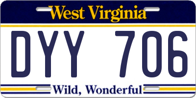 WV license plate DYY706