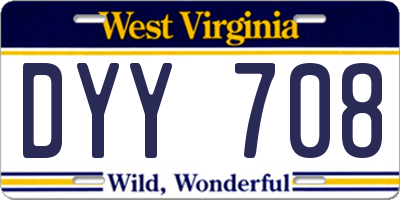 WV license plate DYY708