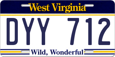 WV license plate DYY712