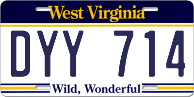 WV license plate DYY714
