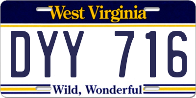WV license plate DYY716