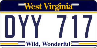 WV license plate DYY717