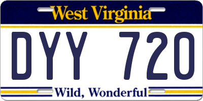 WV license plate DYY720