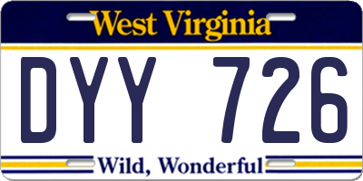 WV license plate DYY726