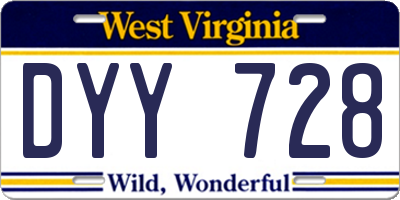 WV license plate DYY728