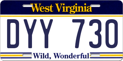 WV license plate DYY730