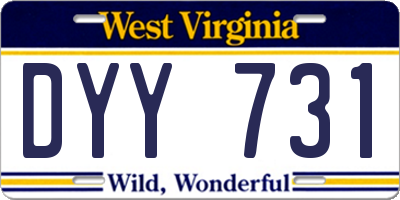 WV license plate DYY731