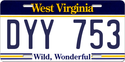 WV license plate DYY753