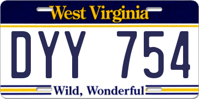 WV license plate DYY754