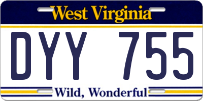 WV license plate DYY755