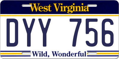 WV license plate DYY756