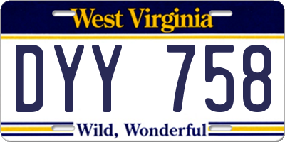 WV license plate DYY758