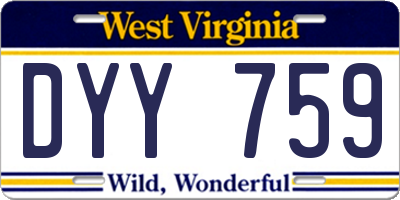 WV license plate DYY759