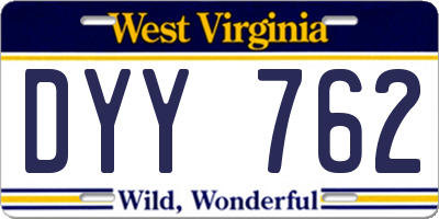 WV license plate DYY762