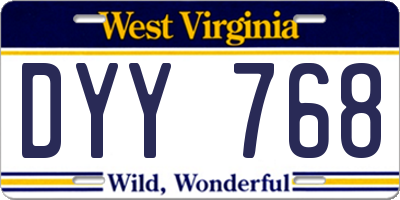 WV license plate DYY768
