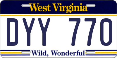 WV license plate DYY770