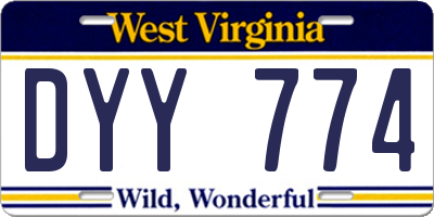 WV license plate DYY774