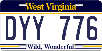 WV license plate DYY776