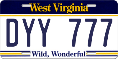 WV license plate DYY777