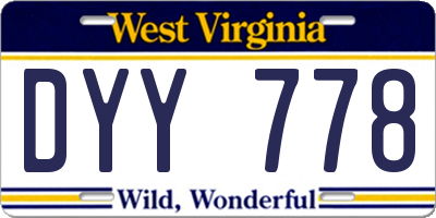 WV license plate DYY778
