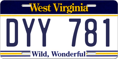 WV license plate DYY781
