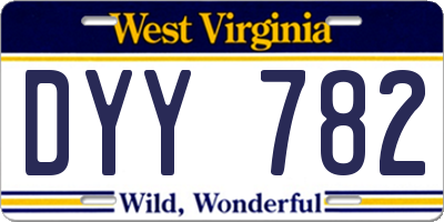 WV license plate DYY782