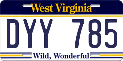WV license plate DYY785