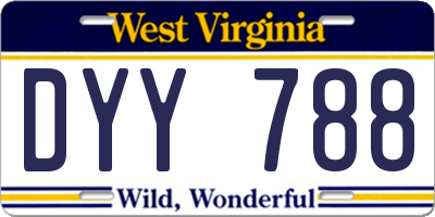 WV license plate DYY788