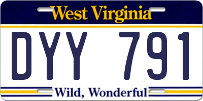 WV license plate DYY791