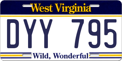 WV license plate DYY795
