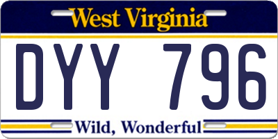 WV license plate DYY796