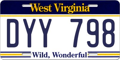 WV license plate DYY798