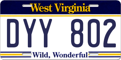 WV license plate DYY802