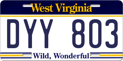 WV license plate DYY803