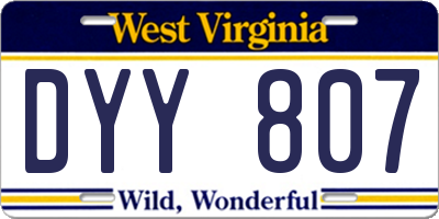 WV license plate DYY807