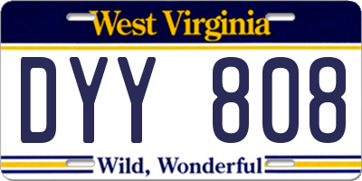 WV license plate DYY808