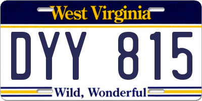 WV license plate DYY815
