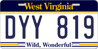 WV license plate DYY819