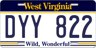 WV license plate DYY822
