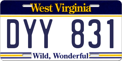 WV license plate DYY831