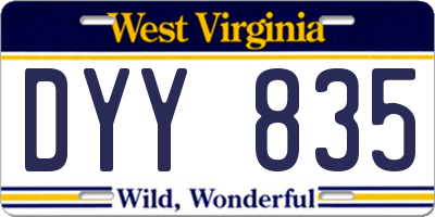 WV license plate DYY835