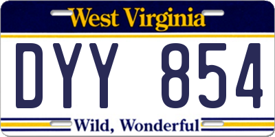 WV license plate DYY854