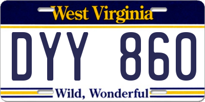 WV license plate DYY860