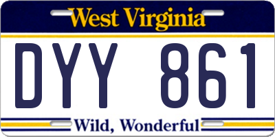 WV license plate DYY861