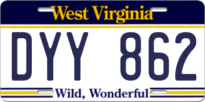 WV license plate DYY862