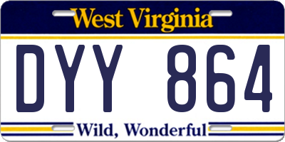 WV license plate DYY864