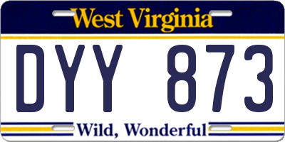 WV license plate DYY873